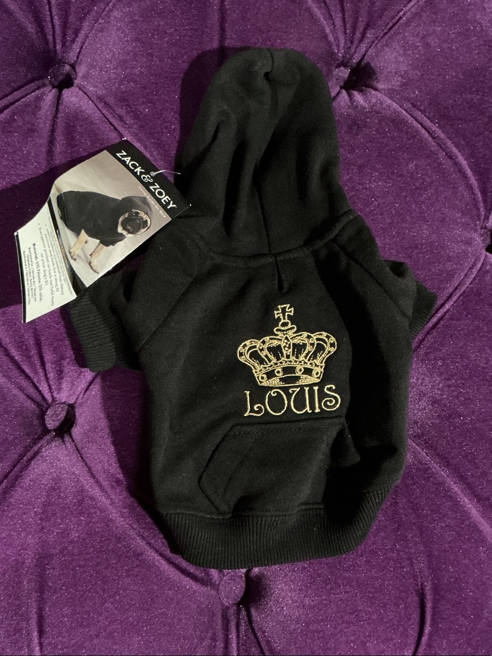 Zack & Zoey Black Hoodie with Gold Crown 'Louis'